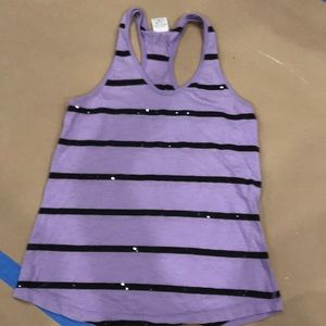 purple and black tank top